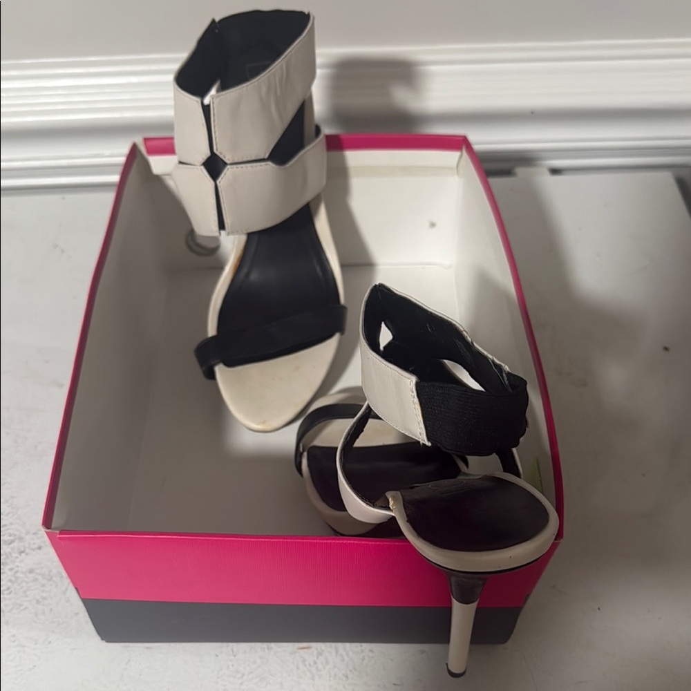 BCBG Paris Black and White Heels Modern Chic